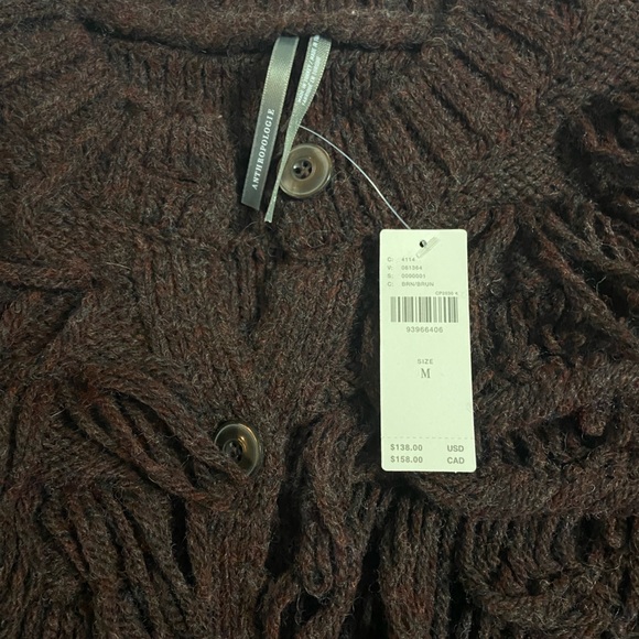 Anthropologie Brown Fringe Shag Knit Cardigan NWT Size M - Picture 5 of 5